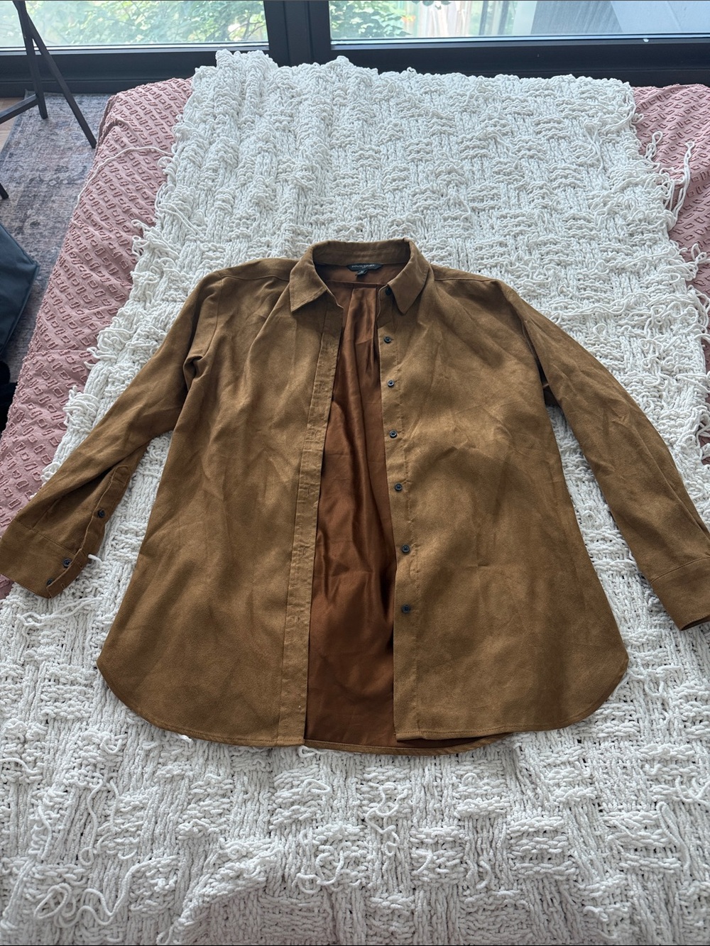 Banana Republic Tan Suede-Look Button Down Shirt
